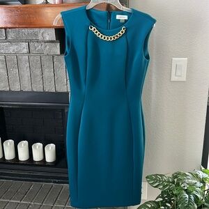 Calvin Klein Sleeveless Teal Dress Size 2